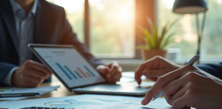 Un professionnel analyse des graphiques de marges et ventes