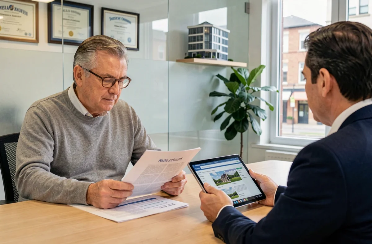 Consultation avec un conseiller financier pour évaluer un investissement en SCPI Immorente
