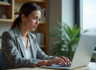 Crypto-monnaie : est-elle vraiment rentable en 2025 ? Femme analysant des graphiques de cryptomonnaies sur un ordinateur