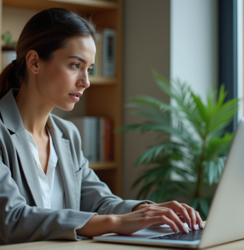 Crypto-monnaie : est-elle vraiment rentable en 2025 ? Femme analysant des graphiques de cryptomonnaies sur un ordinateur