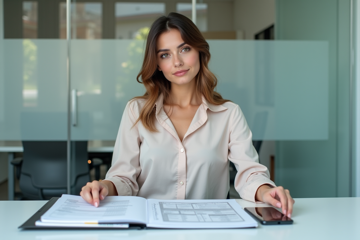 Jeune femme professionnelle consulte ses papiers fiscaux