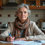 APL : les nouveautés et changements à venir pour les bénéficiaires en 2025 Femme concentrée examinant des documents dans la cuisine