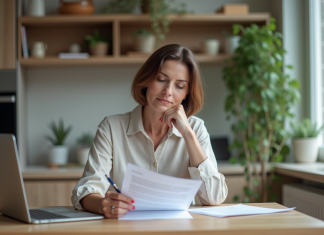 Garanties d’assurance : comprendre et choisir les meilleures options pour vous Femme d'âge moyen examinant des documents d'assurance