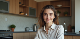 Femme d'affaires examine des documents de prêt immobilier