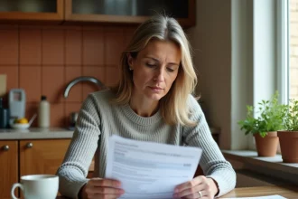 Femme consultant son livret A et ses relevés d'épargne à la maison en 2026