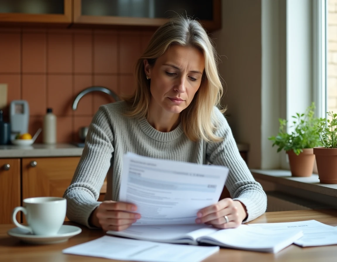 Femme consultant son livret A et ses relevés d'épargne à la maison en 2026