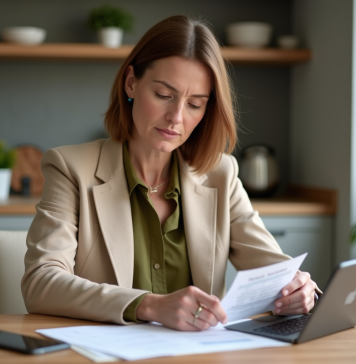 Prêts immobiliers CAF : Comment en bénéficier ? Femme d'âge moyen lisant des documents dans sa maison