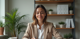 Réforme du PLF 2025 : opportunités et risques pour les loueurs en meublé non professionnels Femme d'âge moyen travaillant sur des documents fiscaux dans un bureau moderne