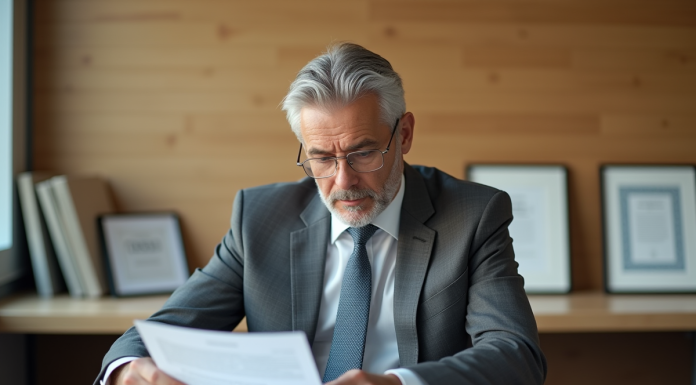 Caisse de retraite fonctionnaires : quelles institutions pour les agents publics ? Homme fonctionnaire en costume gris examine des documents de retraite