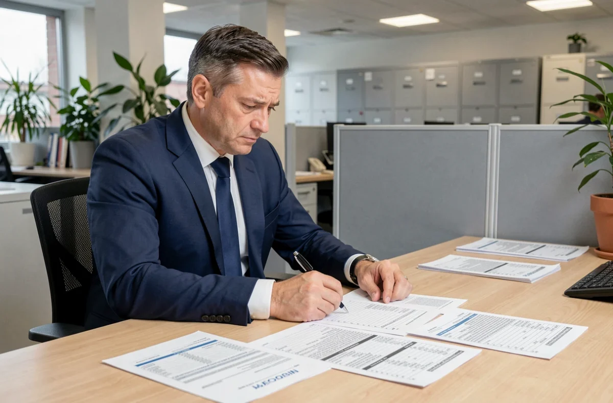 Fonctionnaire examinant une grille indiciaire de rémunération dans un bureau administratif en 2026