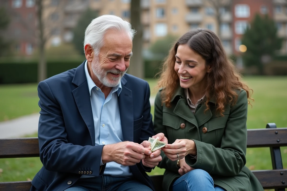 Granddaughter souriante recevant de l