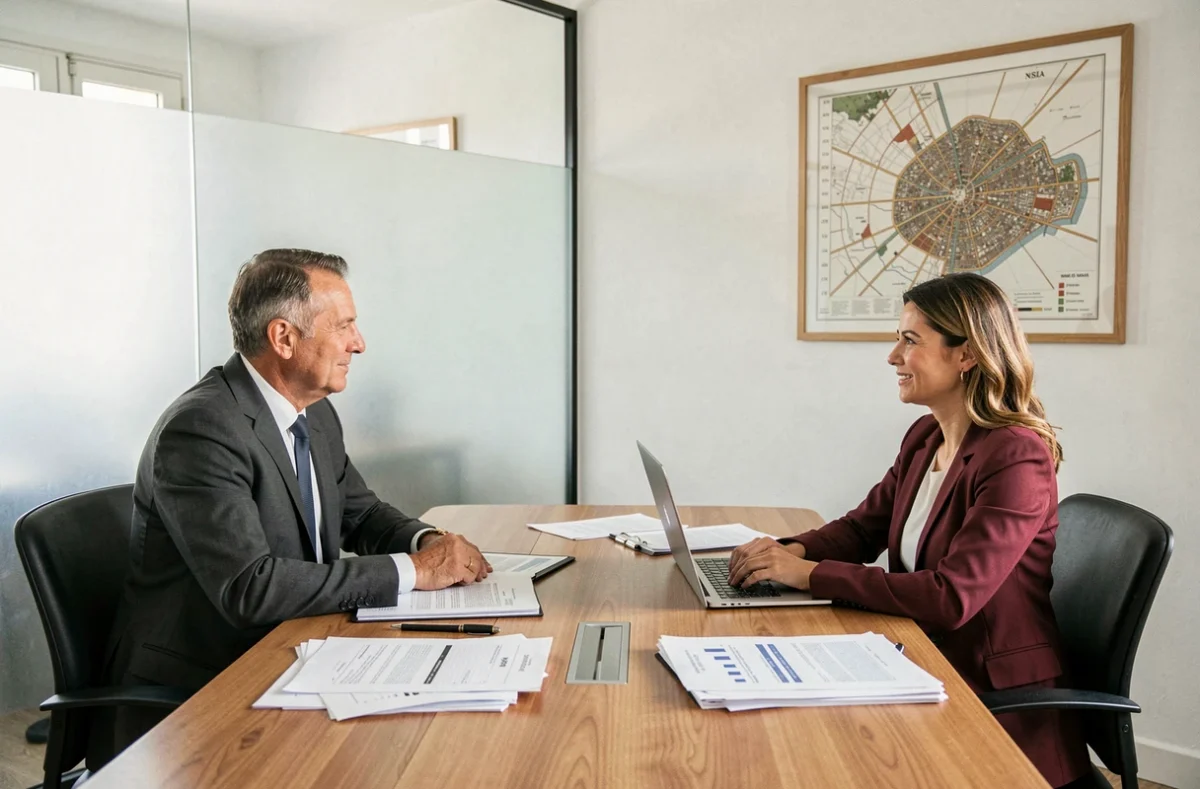 Réunion d'audit entre deux experts-comptables dans les bureaux de Grant Thornton Nice