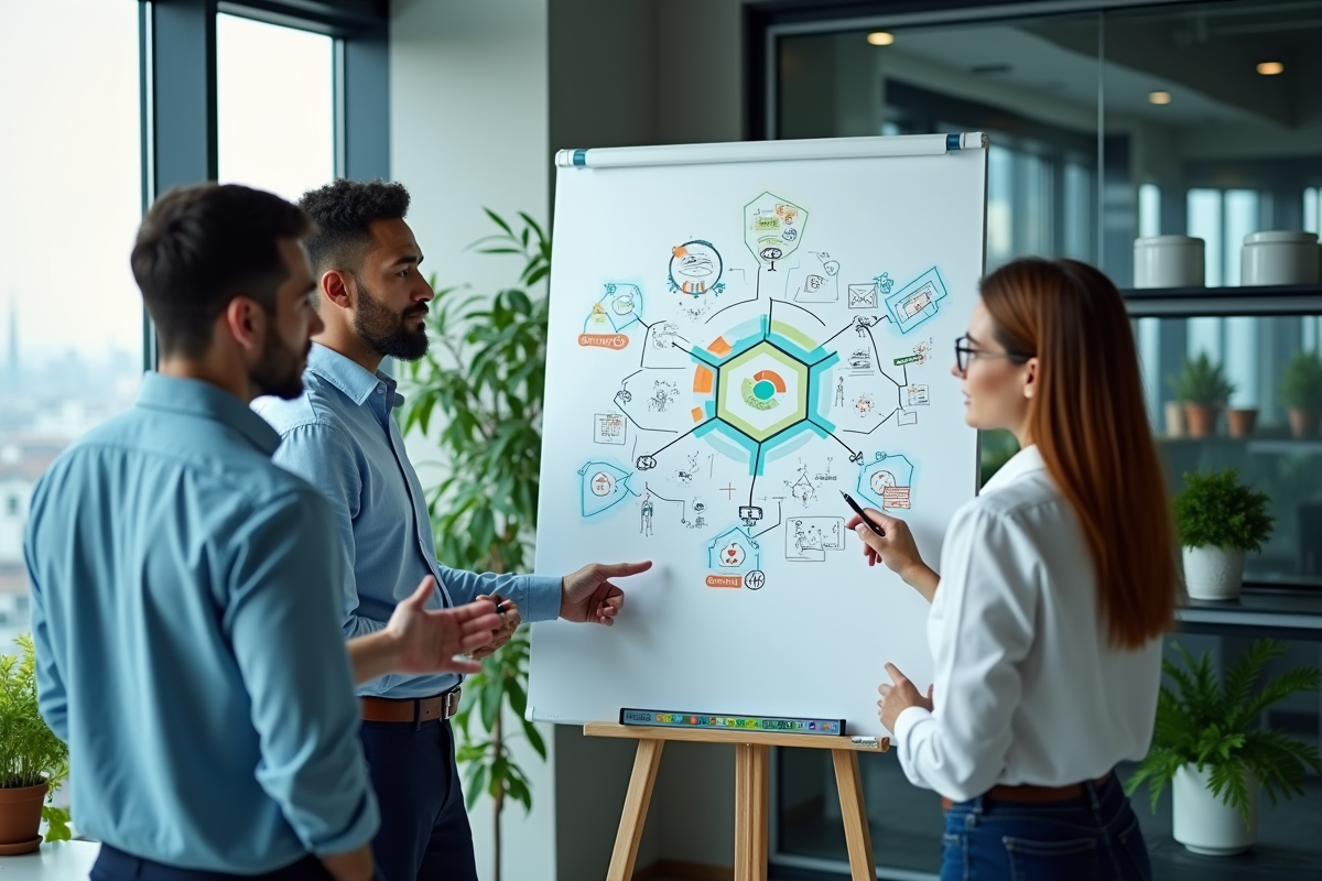 Groupe de professionnels autour d