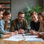 Groupe d'adultes collaborant dans un bureau moderne