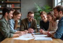 Actions magnifiques : découvrez les 7 essentielles pour réussir Groupe d'adultes collaborant dans un bureau moderne