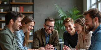 Groupe d'adultes collaborant dans un bureau moderne