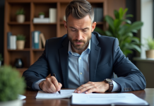 Restructurer son PGE : les étapes clés de relance d’entreprise Homme d'affaires en costume dans un bureau moderne