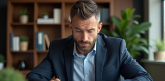 Restructurer son PGE : les étapes clés de relance d’entreprise Homme d'affaires en costume dans un bureau moderne