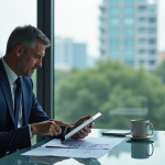 Investir en 2025 : meilleures stratégies pour optimiser votre capital Homme d'affaires en costume bleu analysant des graphiques