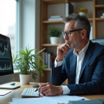 Meilleur jour pour vendre des actions : conseils et analyse Homme d'âge moyen en costume regardant des graphiques financiers