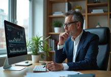 Meilleur jour pour vendre des actions : conseils et analyse Homme d'âge moyen en costume regardant des graphiques financiers