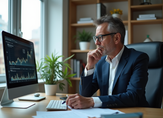 Meilleur jour pour vendre des actions : conseils et analyse Homme d'âge moyen en costume regardant des graphiques financiers