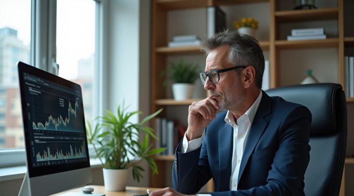 Meilleur jour pour vendre des actions : conseils et analyse Homme d'âge moyen en costume regardant des graphiques financiers