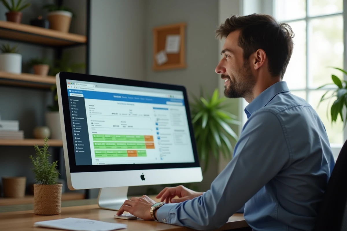 Homme utilisant un calculateur fiscal sur son ordinateur