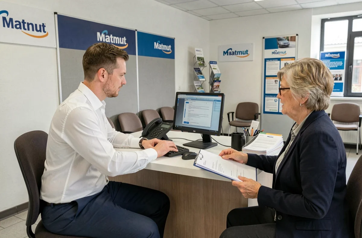 Conseiller Matmut Lannion assistant une cliente pour son assurance dans une agence des Côtes-d'Armor
