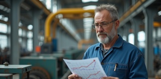 Inconvénients de la taxe carbone : impact, enjeux et solutions possibles Ouvrier industriel regardant des graphiques de coûts en usine