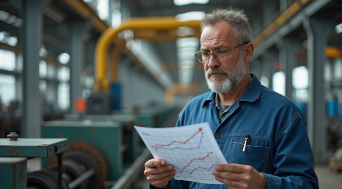 Inconvénients de la taxe carbone : impact, enjeux et solutions possibles Ouvrier industriel regardant des graphiques de coûts en usine